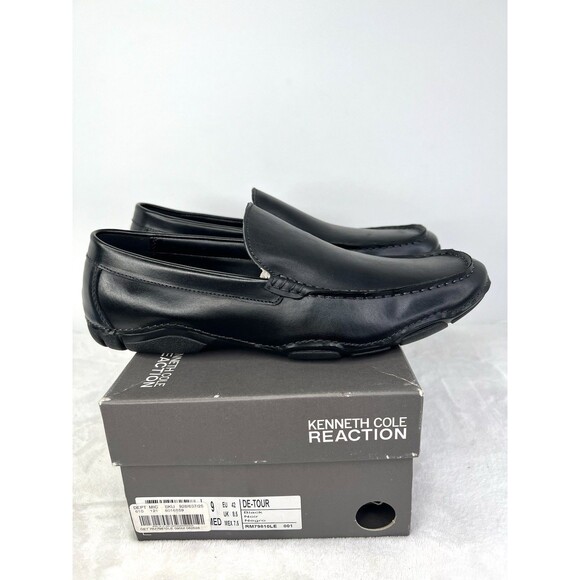 Kenneth Cole Reaction De-Tour Black Leather Slip On Loafers Mens 9 M Moc Toe main image 6